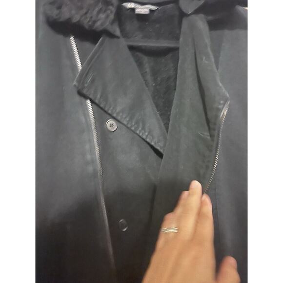 Armani Exchange Black Moto zipped women jacket pockets size M Elbow Patch Lined - Picture 5 of 10